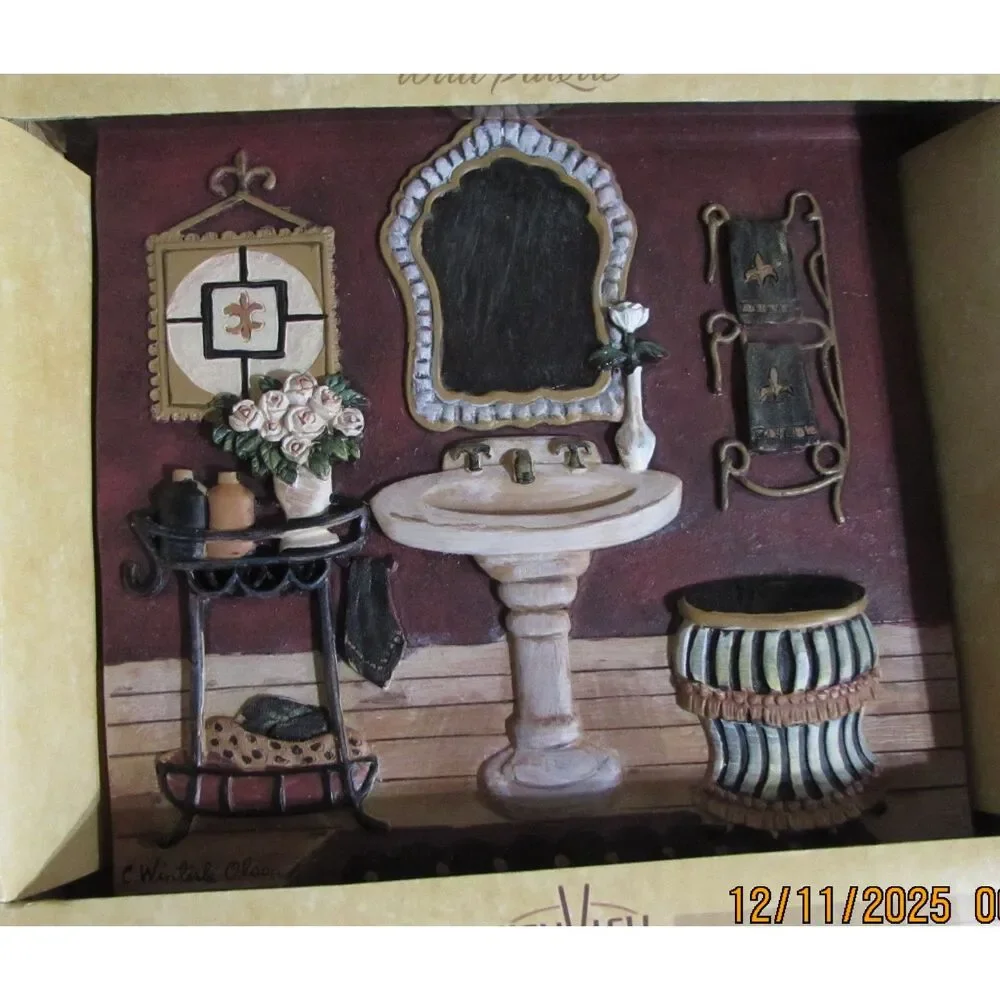 Winterle Olson 3D set of 2 bathroom plaques footed tub vanity sink new Orleans